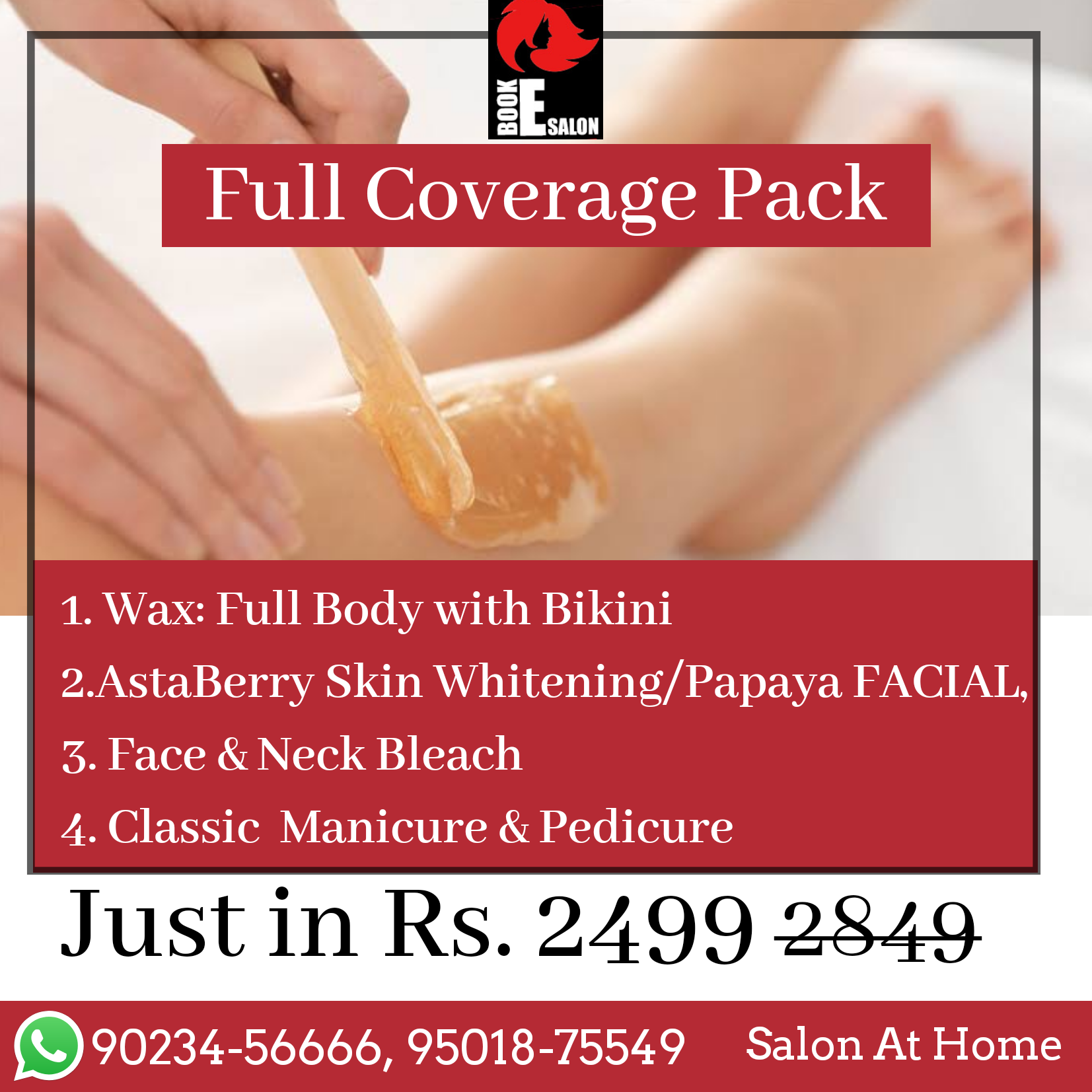 Full Coverage Pack Full Body with Bikini wax Astaberry Skin Whitening Papaya Facial Face Neck Bleach Basic Mani Pedi